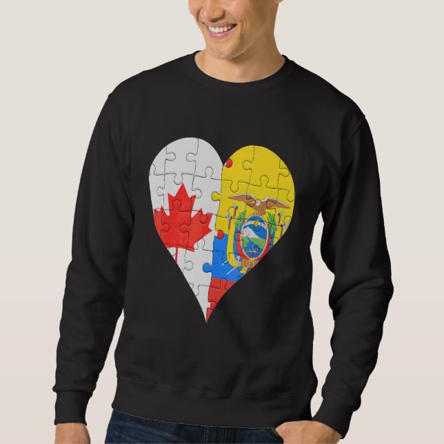 Sudadera Corazón de bandera ecuatoriana canadiense (Anverso)