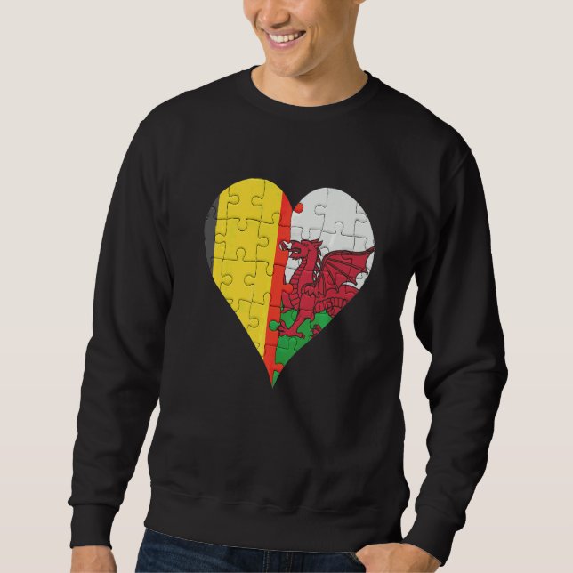 Sudadera Corazón de bandera galesa belga (Anverso)