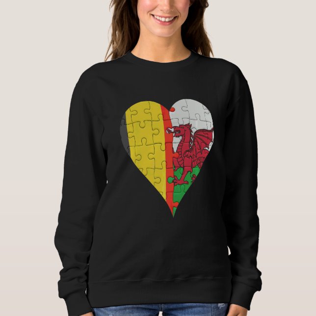 Sudadera Corazón de bandera galesa belga (Anverso)