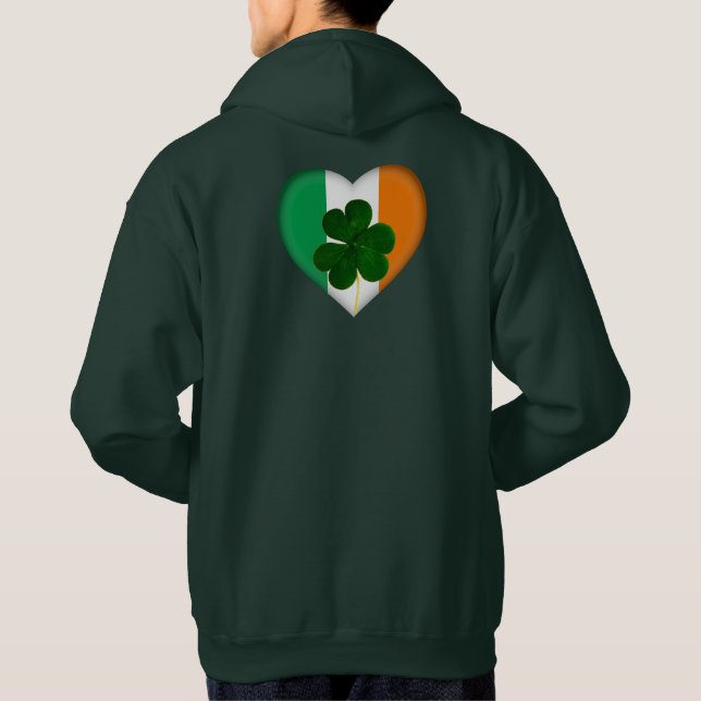 Sudadera Corazón de bandera irlandesa Shamrock Clover St. P (Reverso)