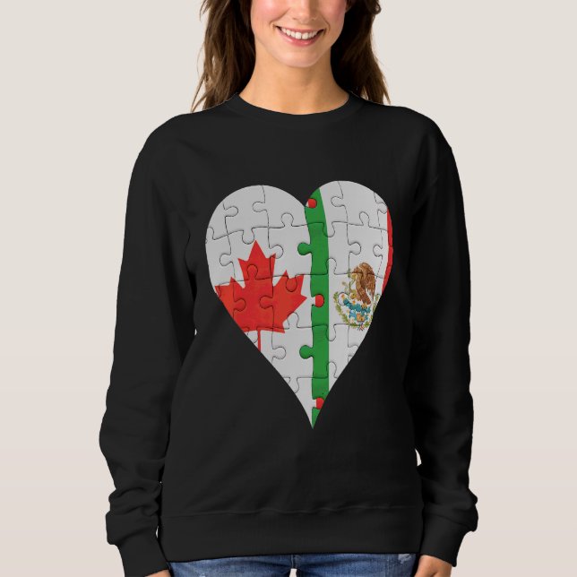 Sudadera Corazón de bandera mexicana canadiense (Anverso)