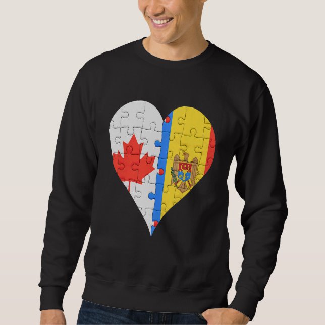 Sudadera Corazón de bandera moldava canadiense (Anverso)