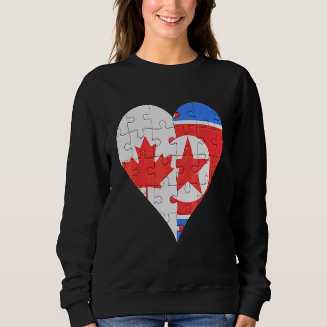 Sudadera Corazón de bandera norcoreana canadiense (Anverso)