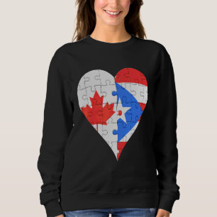 Sudadera Corazón de bandera portorriqueña canadiense