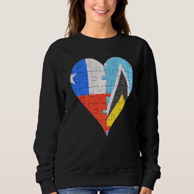 Sudadera Corazón de bandera santaluciana de Chile (Anverso)