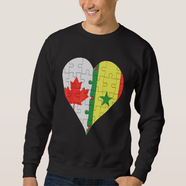 Sudadera Corazón de bandera senegalesa canadiense (Anverso)