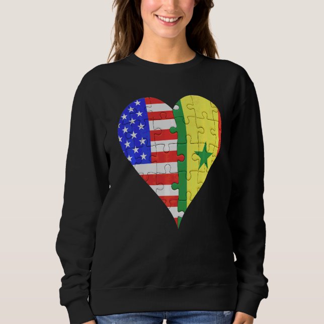 Sudadera Corazón de bandera senegalesa estadounidense (Anverso)