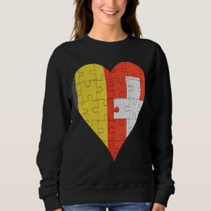 Sudadera Corazón de bandera suiza belga