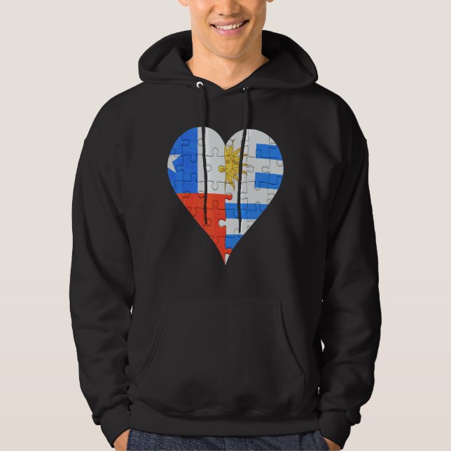 Sudadera Corazón de bandera uraguaya de Chile (Anverso)