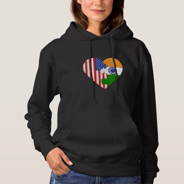 Sudadera Corazón de banderas de EE. UU. e India (Anverso)