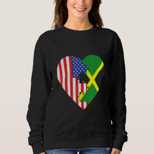 Sudadera Corazón de banderas de EE. UU. y Jamaica