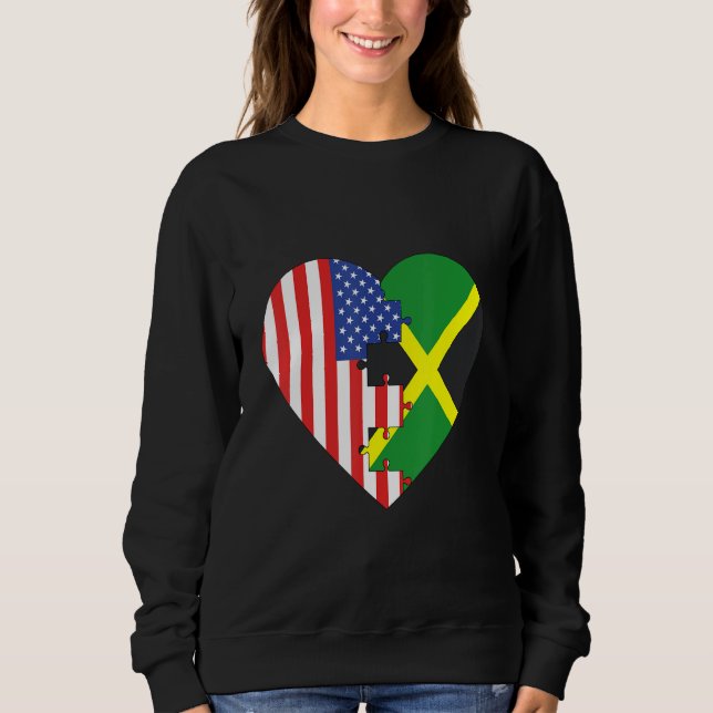 Sudadera Corazón de banderas de EE. UU. y Jamaica (Anverso)