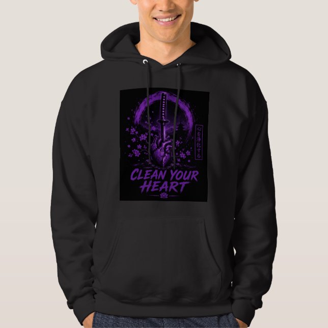 Sudadera Corazón de Espada Púrpura – Limpia Tu Corazón (Anverso)