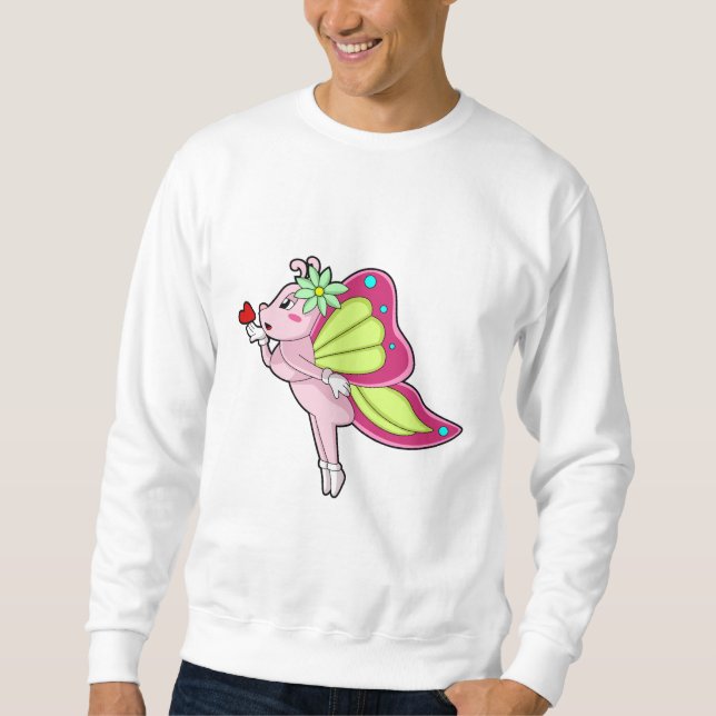 Sudadera Corazón de flor de mariposa (Anverso)