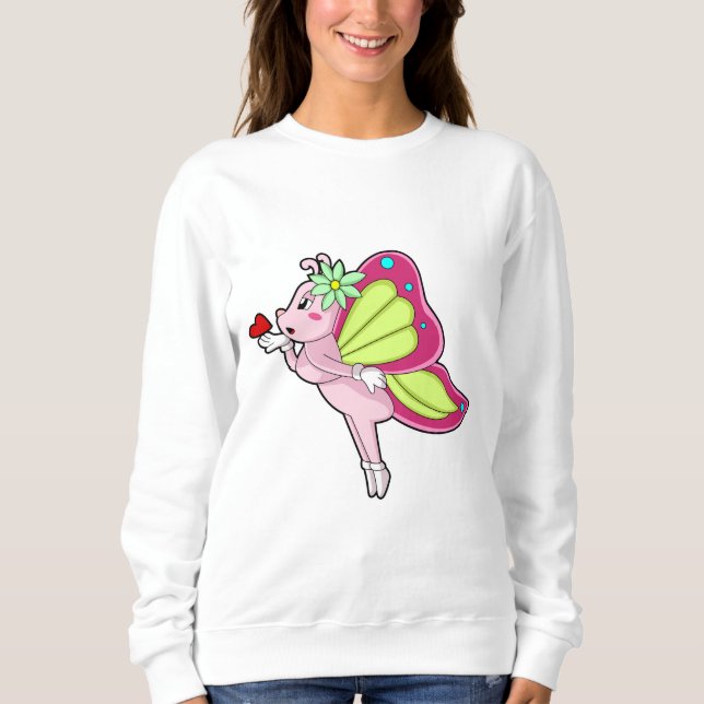 Sudadera Corazón de flor de mariposa (Anverso)