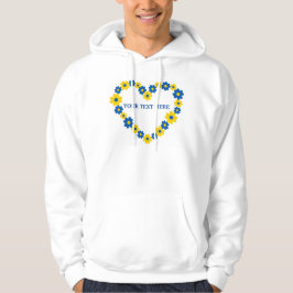 Sudadera Corazón de flores azules y amarillas. Texto person