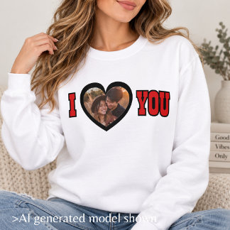 Sudadera Corazón de foto de pareja personalizada Te amo Rom