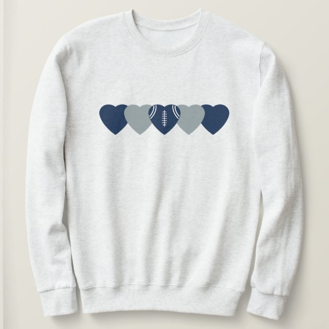 Sudadera Corazón de fútbol azul y plata oscuro (Anverso del diseño)