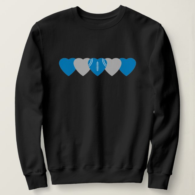 Sudadera Corazón de Fútbol Azul y Plateado Oscuro (Anverso del diseño)