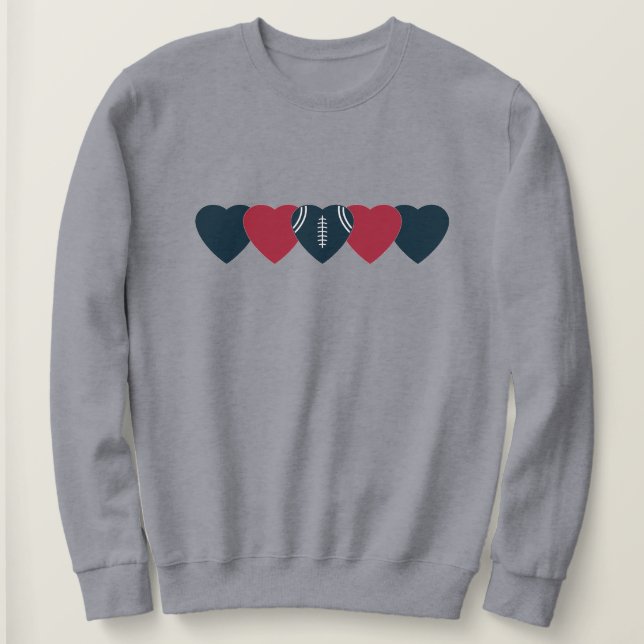 Sudadera Corazón de Fútbol Azul y Rojo Oscuro (Anverso del diseño)