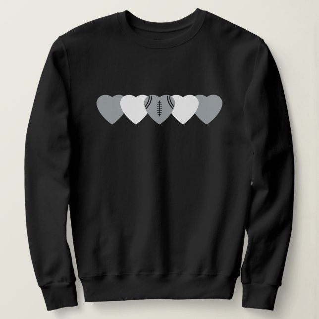Sudadera Corazón de fútbol blanco y plateado oscuro (Anverso del diseño)