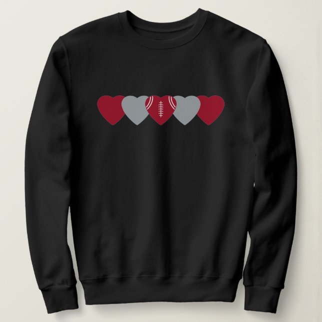 Sudadera Corazón de fútbol blanco y rojo oscuro (Anverso del diseño)