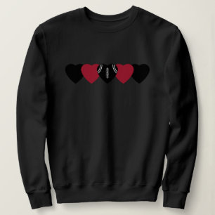 Sudadera Corazón de fútbol negro y rojo