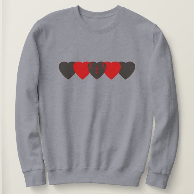 Sudadera Corazón de fútbol rojo y peltre oscuro (Anverso del diseño)