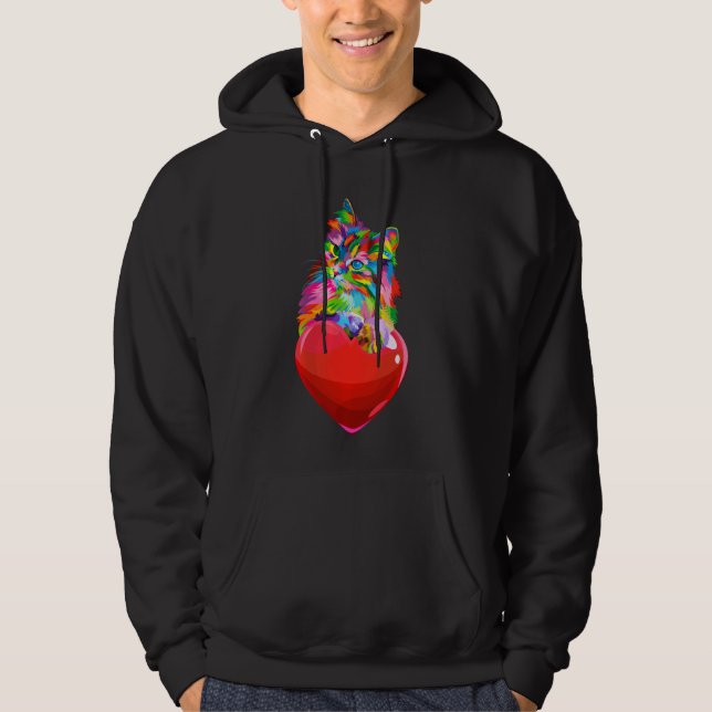 Sudadera Corazón de gato arco iris lindo Kitten Hombres Muj (Anverso)