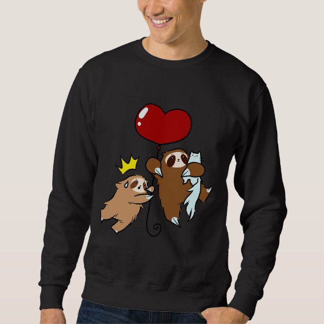 Sudadera Corazón De Globo Sloth Y Gato (Anverso)