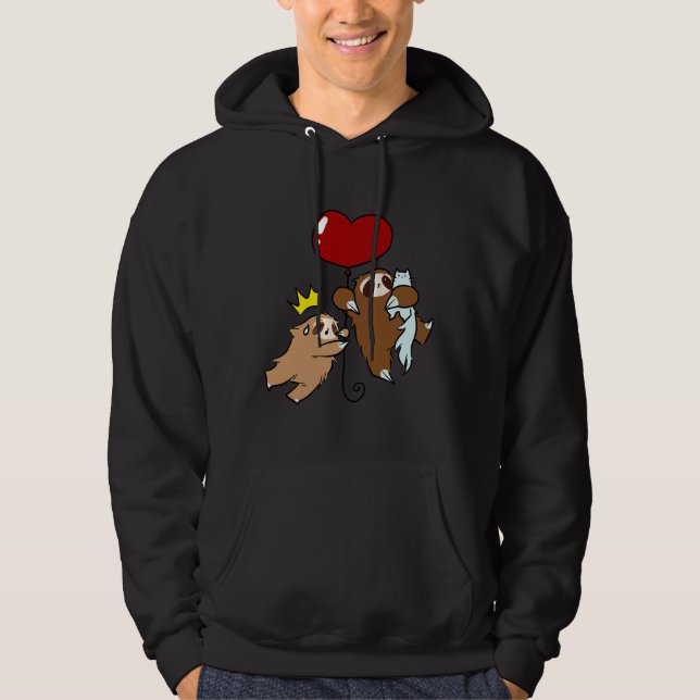 Sudadera Corazón De Globo Sloth Y Gato (Anverso)