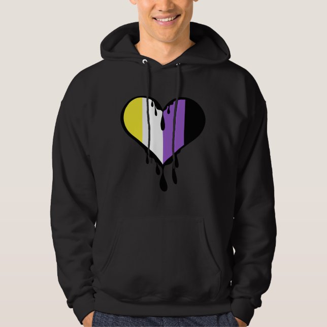 Sudadera Corazón de goteo del orgullo no binario (Anverso)