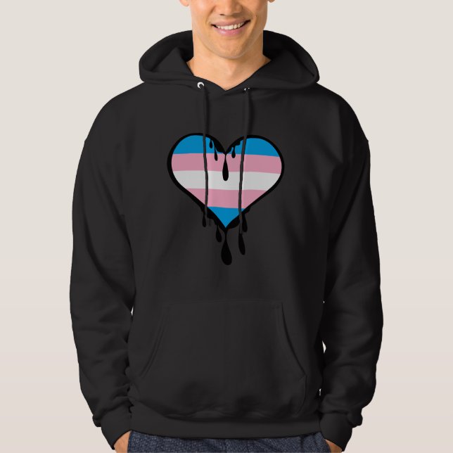 Sudadera Corazón de goteo del orgullo trans (Anverso)