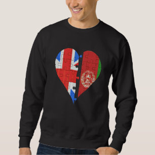 Sudadera Corazón de la bandera afgana británica
