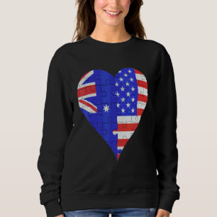 Sudadera Corazón de la bandera australiana estadounidense
