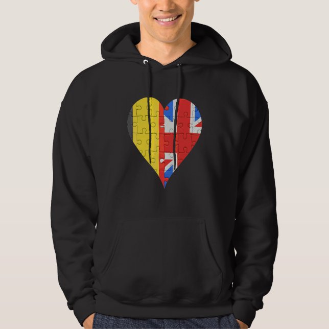 Sudadera Corazón de la bandera belga británica (Anverso)