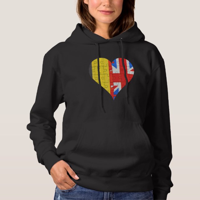 Sudadera Corazón de la bandera belga británica (Anverso)