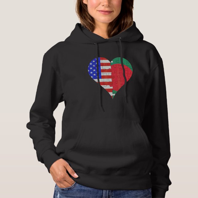 Sudadera Corazón de la bandera bengalí estadounidense (Anverso)