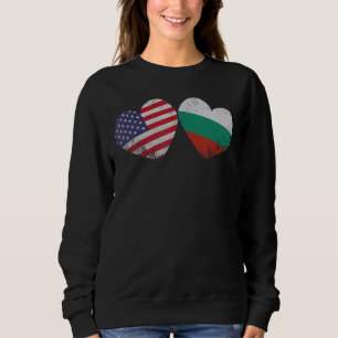 Sudadera Corazón de la bandera búlgara norteamericana famil
