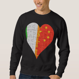 Sudadera Corazón de la bandera china irlandesa