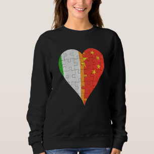 Sudadera Corazón de la bandera china irlandesa