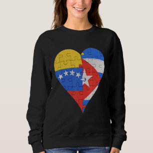 Sudadera Corazón de la bandera cubana de Venezuela