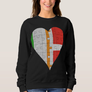 Sudadera Corazón de la bandera danesa irlandesa