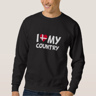 Sudadera Corazón de la bandera danesa que amo a mi país Din