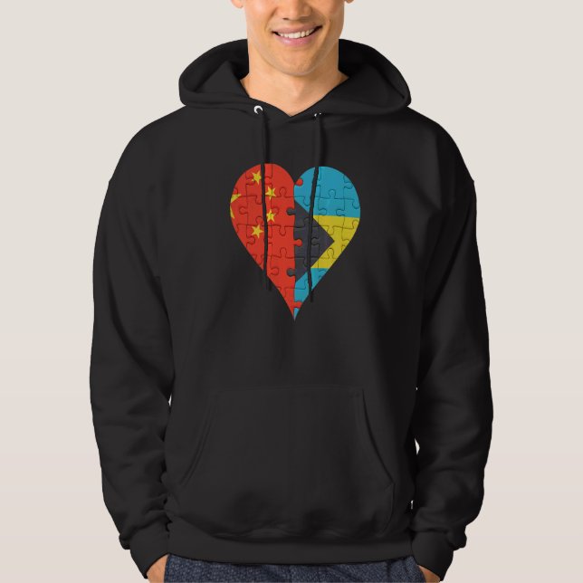 Sudadera Corazón de la bandera de las Bahamas china (Anverso)