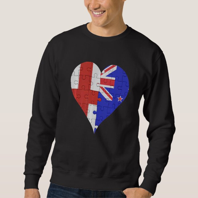 Sudadera Corazón de la bandera de Nueva Zelanda inglesa (Anverso)
