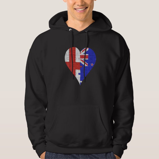 Sudadera Corazón de la bandera de Nueva Zelanda inglesa (Anverso)