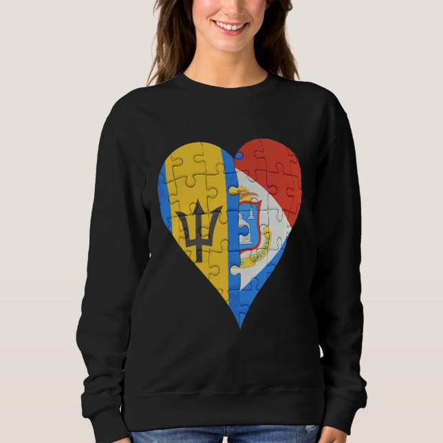Sudadera Corazón de la bandera de Sint Maartener en Barbado (Anverso)