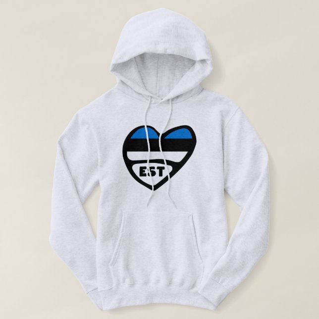 Sudadera Corazón de la bandera del país de Estonia, EST (Diseño del anverso)
