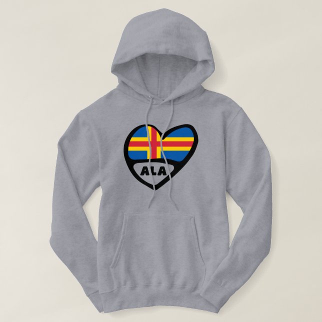 Sudadera Corazón de la bandera del país de las Islas Åland (Diseño del anverso)